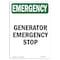 Signmission Safety Sign, OSHA EMERGENCY, 5" Height, Generator Stop, Portrait OS-EM-D-35-V-10508 - alternate 1